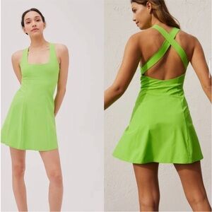 NWT Outdoor Voices Cross Back Dress, neongreen. Built in shorts, interior pocket